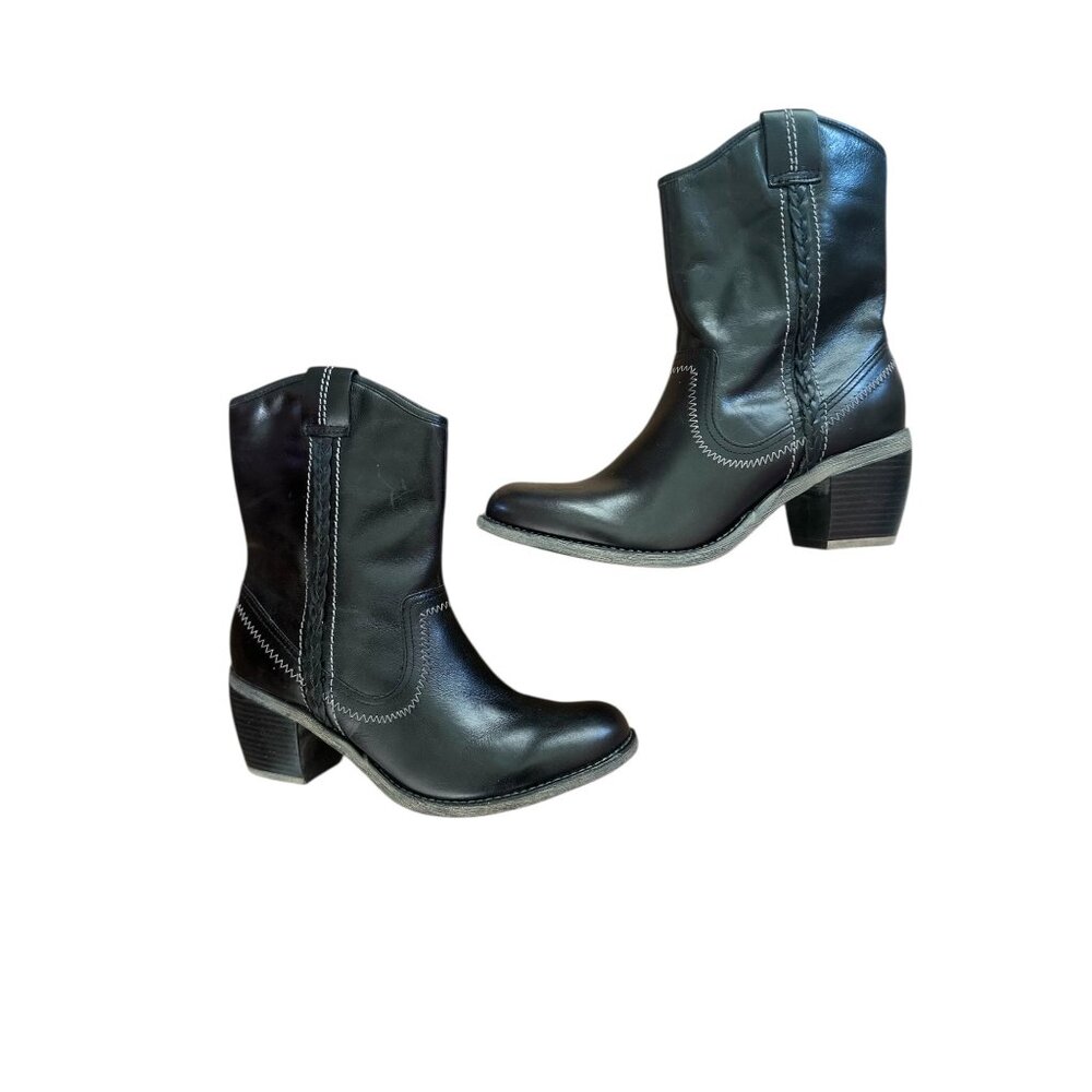 Cowgirl Leather Western Boots Women 8 Black Thinsulate Waterproof Equestrian - Picture 3 of 16